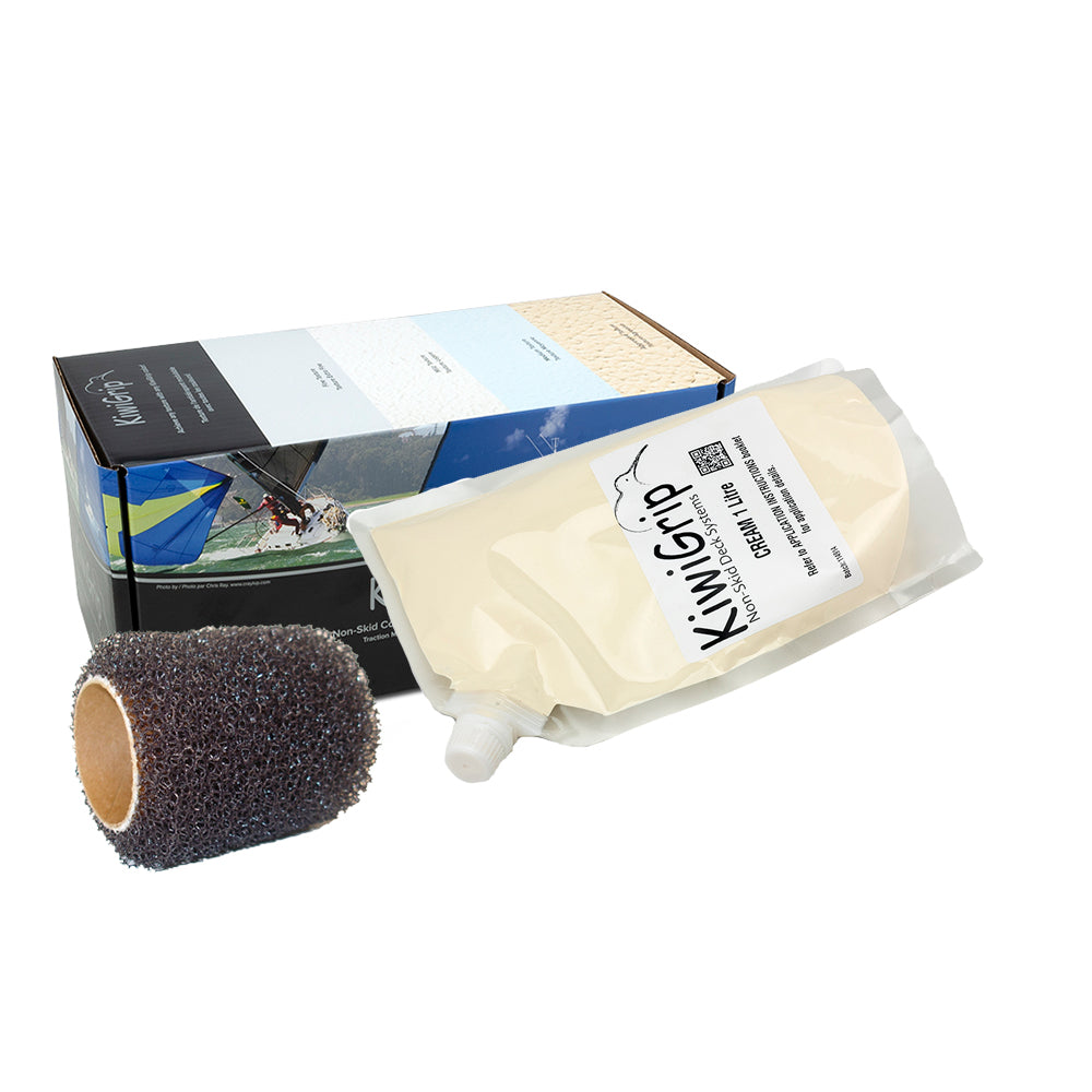 KiwiGrip 1 Liter Pouch - Cream w/4" Roller - Deckhand Marine Supply