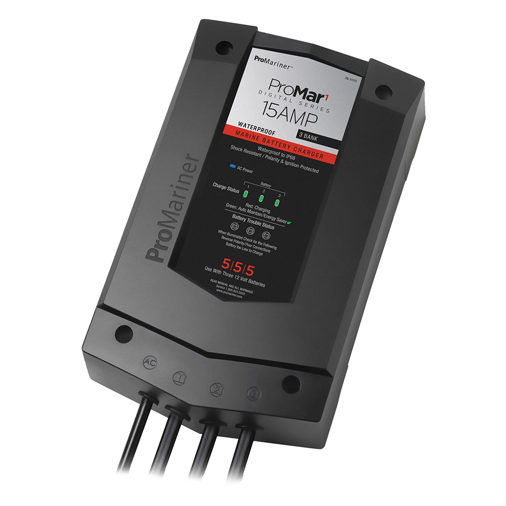 ProMariner ProMar1 DS Digital - 15 Amp - 3 Bank Charger - Deckhand Marine Supply