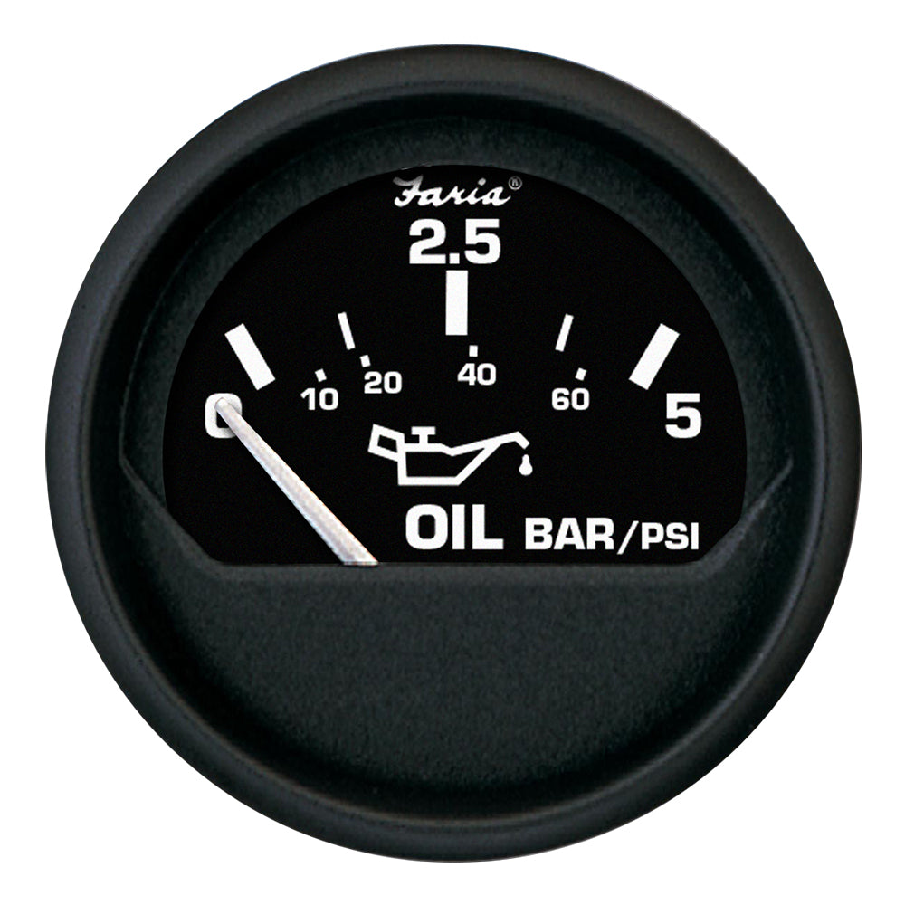 Faria Euro Black 2" Oil Pressure Gauge - Metric (5 Bar) - Deckhand Marine Supply