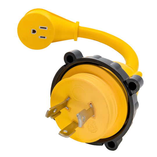 Camco 30AM/15AF Power Grip Marine 12" Dogbone - M-Locking/90F Adapter - Deckhand Marine Supply