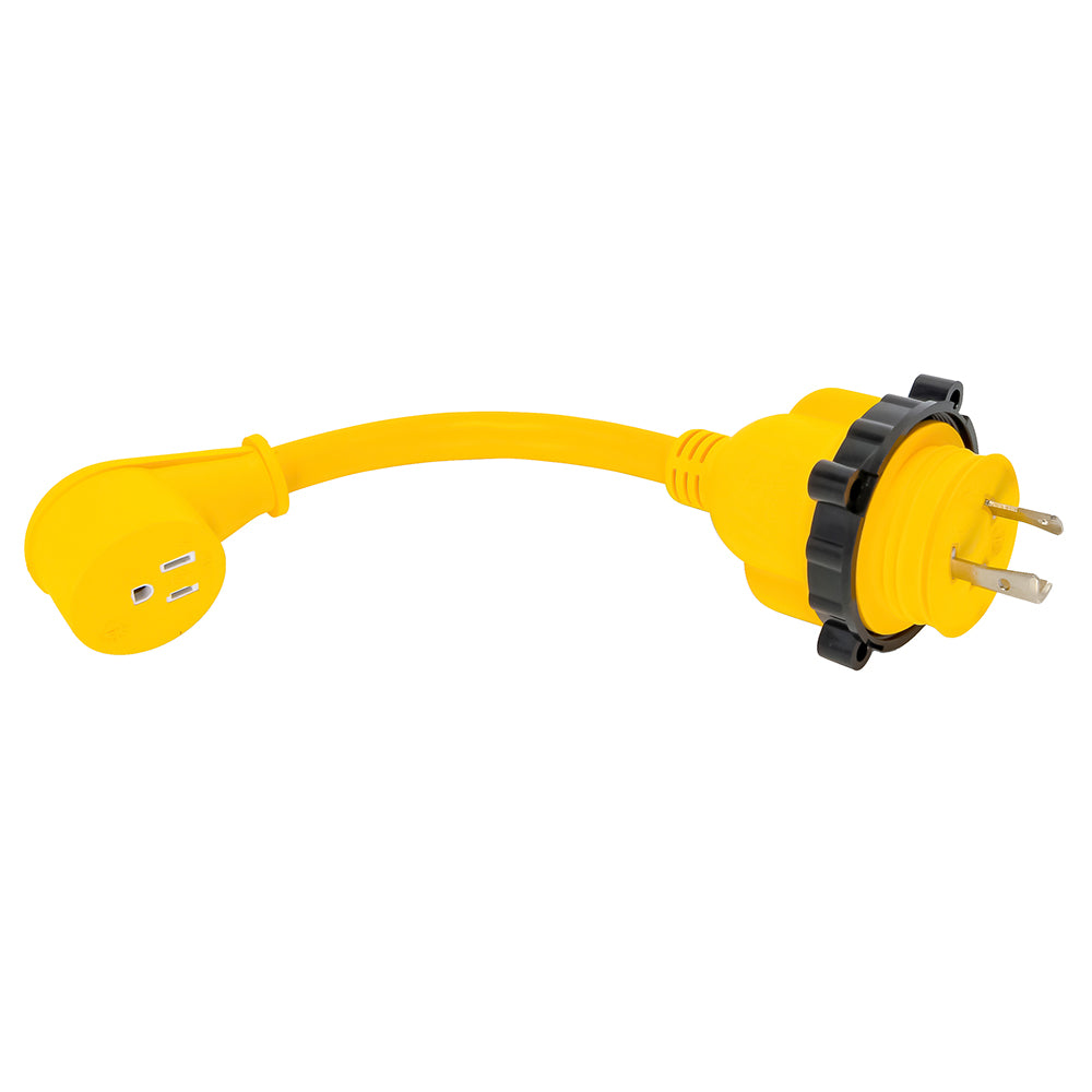 Camco 30AM/15AF Power Grip Marine 12" Dogbone - M-Locking/90F Adapter - Deckhand Marine Supply