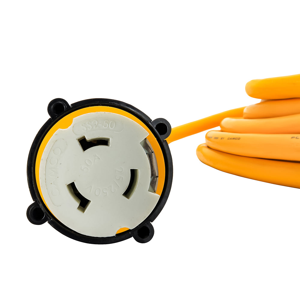 Camco 50 Amp Power Grip Marine Extension Cord - 50 M-Locking/F-Locking Adapter - Deckhand Marine Supply