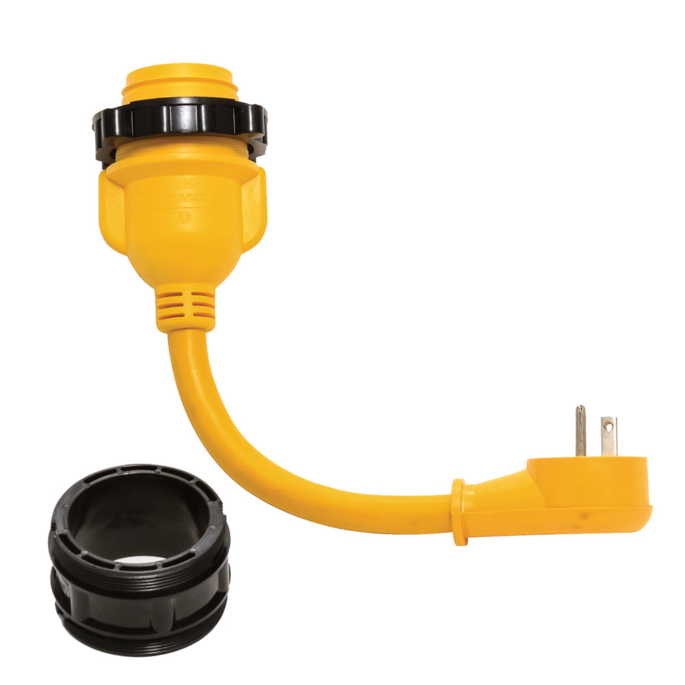 Camco PowerGrip Locking Adapter - 15A/125V Male to 30A/125V Female Locking - Deckhand Marine Supply
