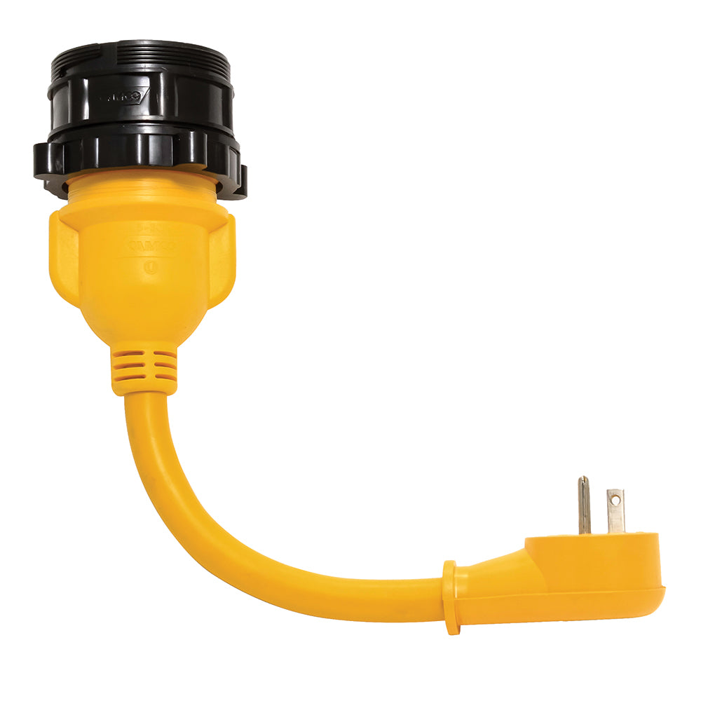 Camco PowerGrip Locking Adapter - 15A/125V Male to 30A/125V Female Locking - Deckhand Marine Supply