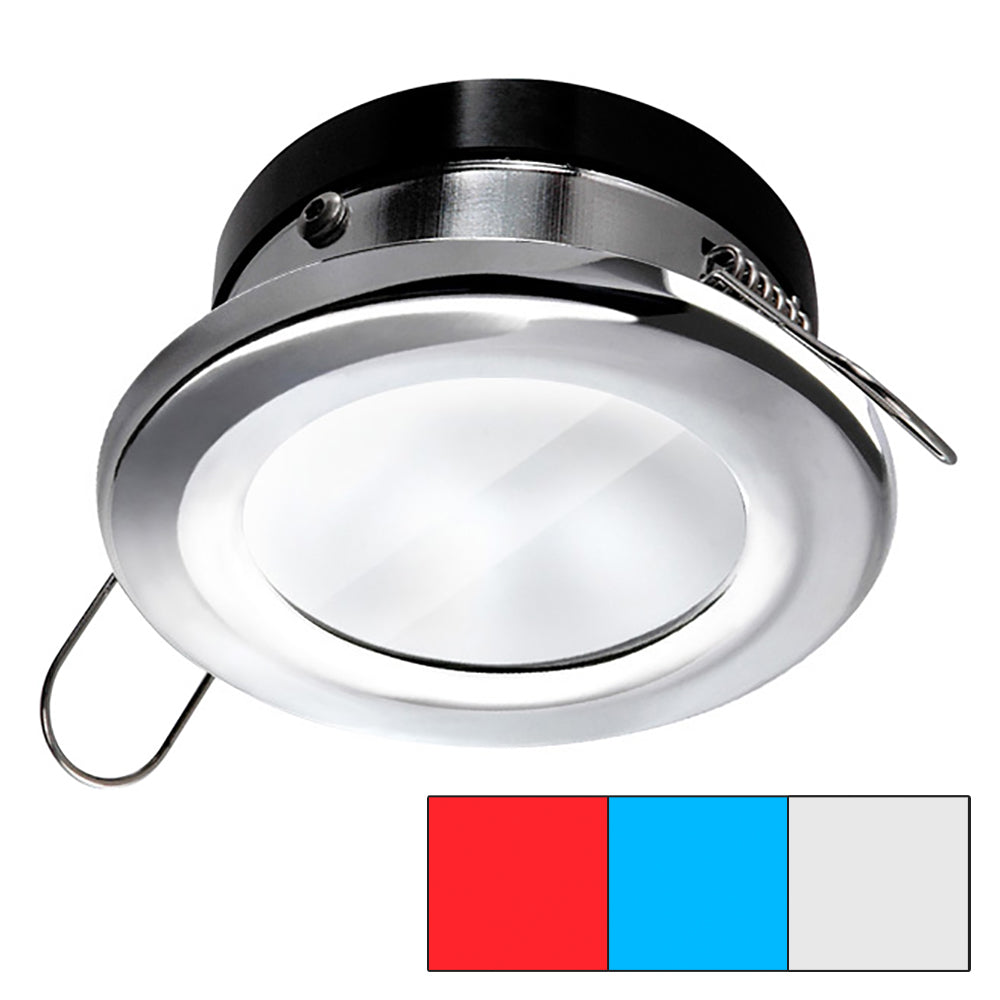i2Systems Apeiron A1120 Spring Mount Light - Round - Red, Cool White  Blue - Polished Chrome - Deckhand Marine Supply