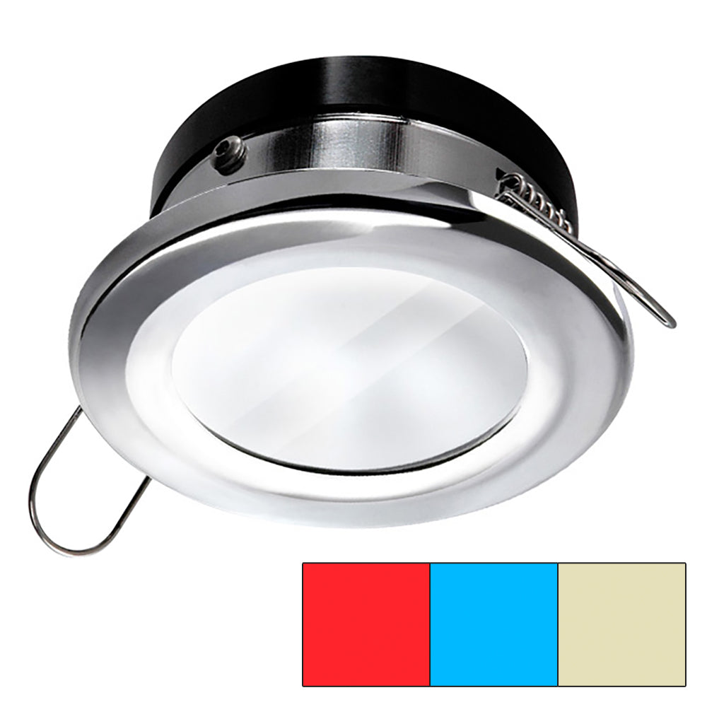 i2Systems Apeiron A1120 Spring Mount Light - Round - Red, Warm White  Blue - Polished Chrome - Deckhand Marine Supply