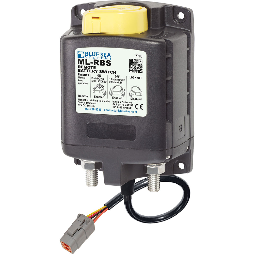 Blue Sea 7700100 ML Solenoid 12V 500A w/Manual Control  Deutsch Connector - Deckhand Marine Supply