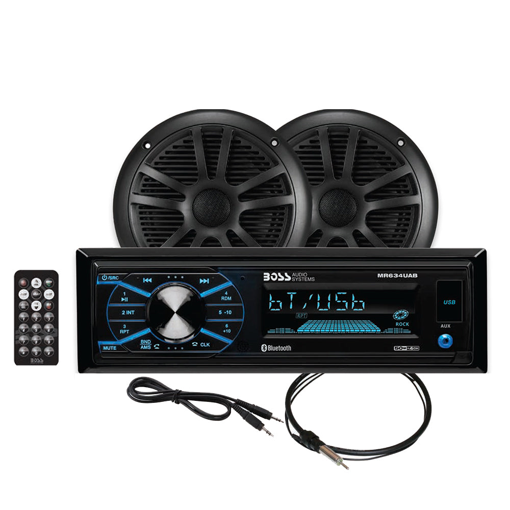 Boss Audio MCBK634B.6 Marine Stereo  6.5" Speaker Kit - Black - Deckhand Marine Supply