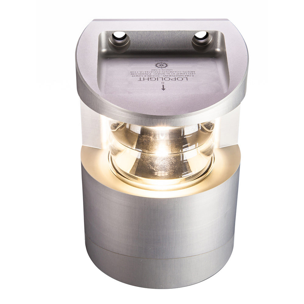 Lopolight Series 300-039 - Double Stacked Masthead Light - 5NM - Vertical Mount - White - Silver Housing - Deckhand Marine Supply