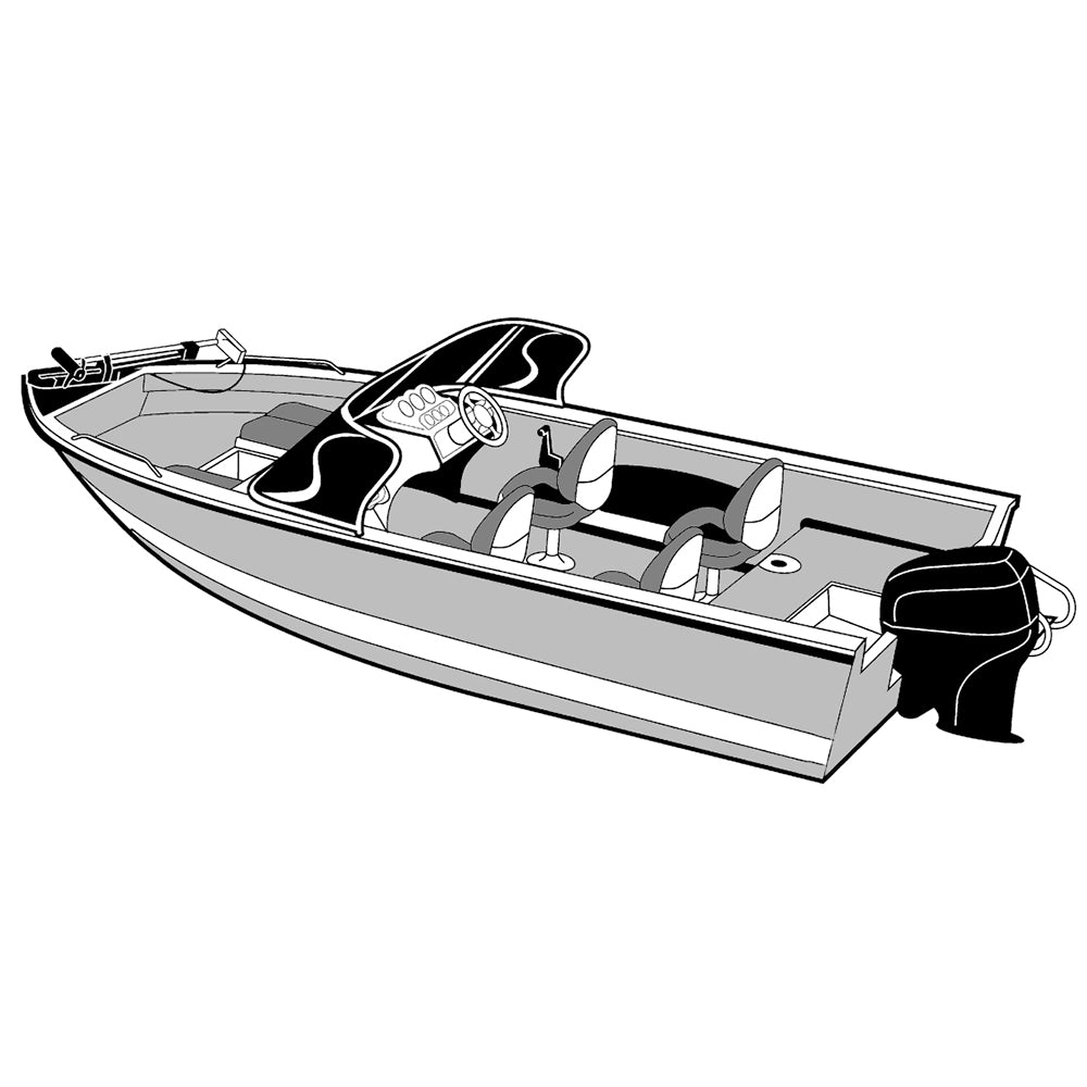 Carver Performance Poly-Guard Wide Series Styled-to-Fit Boat Cover f/18.5 Aluminum V-Hull Boats w/Walk-Thru Windshield - Grey - Deckhand Marine Supply