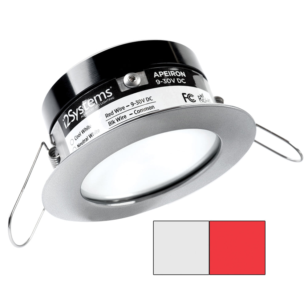i2Systems Apeiron PRO A503 - 3W Spring Mount Light - Round - Cool White  Red - Brushed Nickel Finish - Deckhand Marine Supply