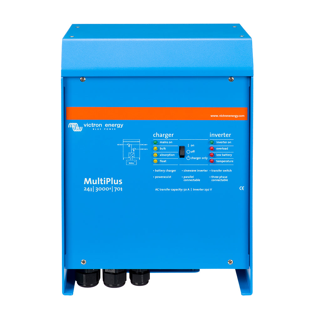 Victron MultiPlus Inverter/Charger 24VDC - 3000VA -120VAC w/ 70-AMP Battery Charger - 50AMP Transfer Switch - Deckhand Marine Supply