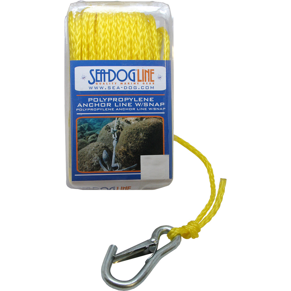 Sea-Dog Poly Pro Anchor Line w/Snap - 1/4" x 50 - Yellow - Deckhand Marine Supply