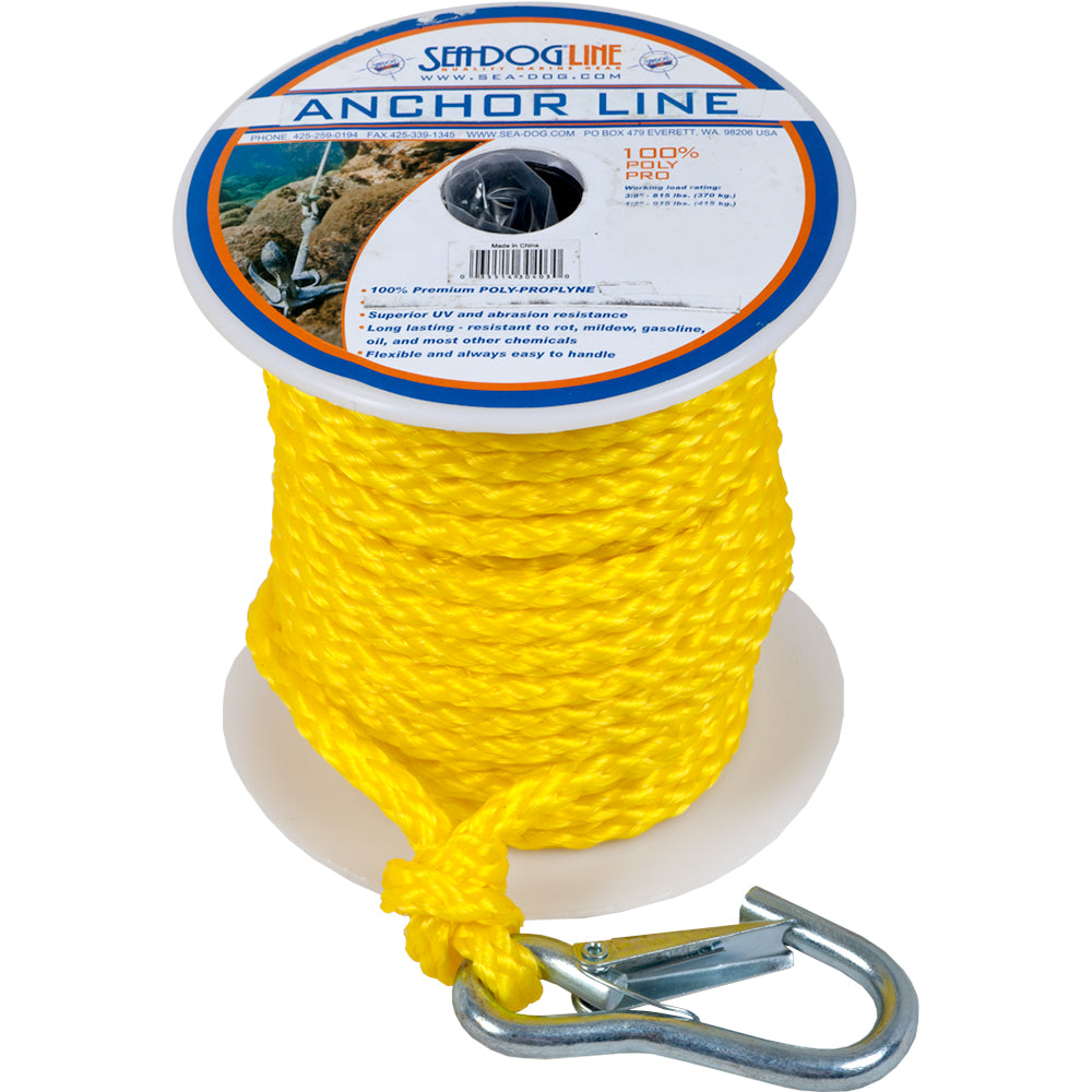 Sea-Dog Poly Pro Anchor Line w/Snap - 3/8" x 75 - Yellow - Deckhand Marine Supply