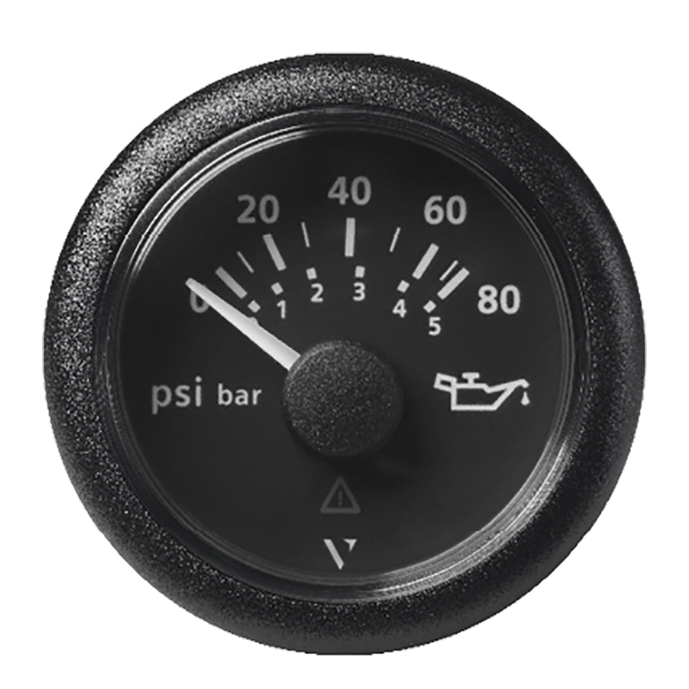 Veratron 52MM (2-1/16") ViewLine Oil Pressure Gauge 80 PSI/5 Bar - Black Dial  Round Bezel - Deckhand Marine Supply