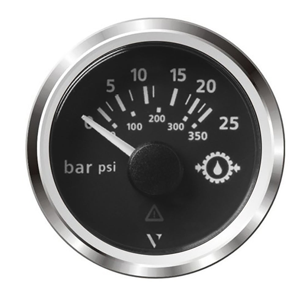 Veratron 52MM (2-1/16") ViewLine Transmission Oil Pressure 25 Bar/350 PSI - Black Dial  Chrome Triangular Bezel - Deckhand Marine Supply