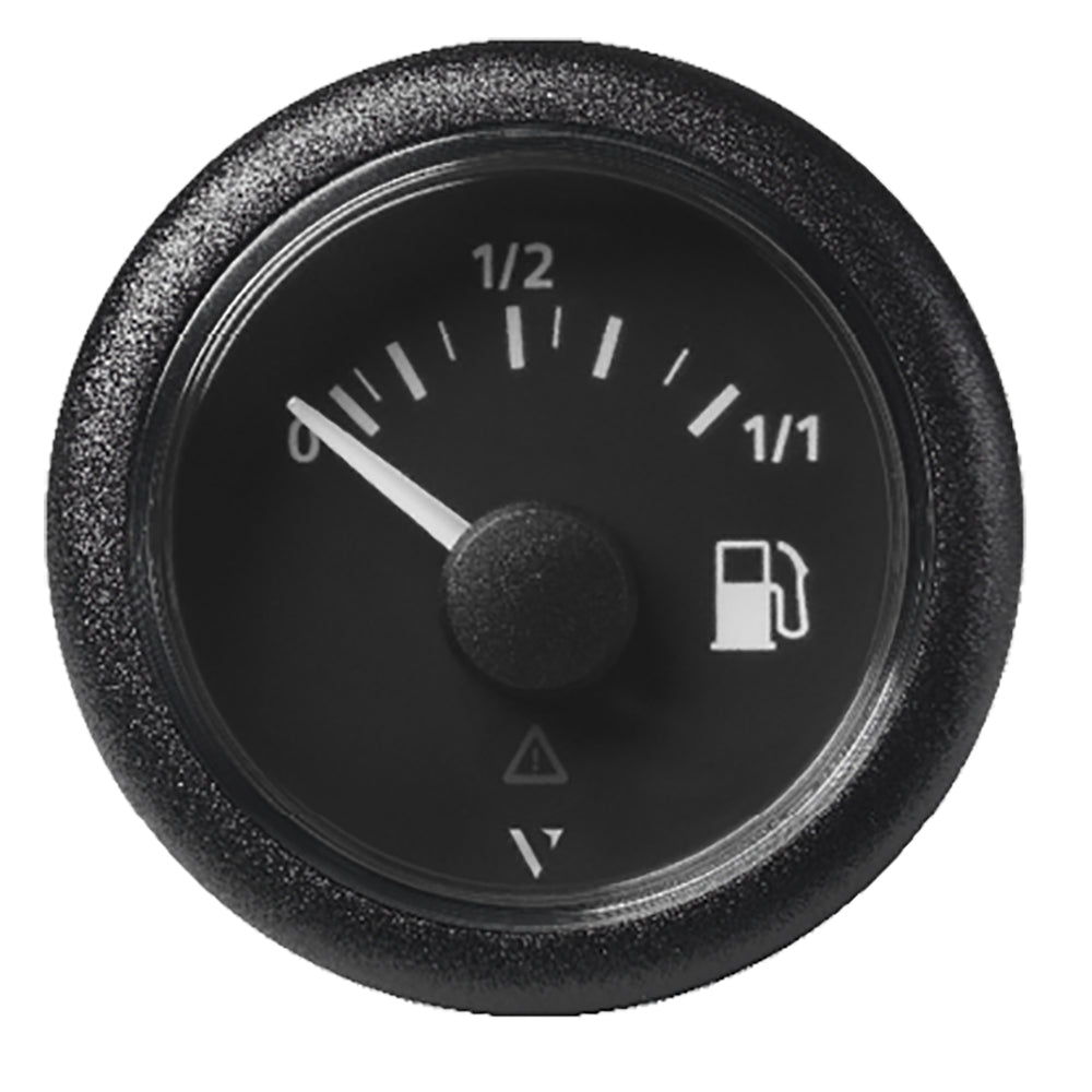 Veratron 52MM (2-1/16") ViewLine Fuel Level Gauge 0-1/1 - 3 to 180 OHM - Black Dial  Round Bezel - Deckhand Marine Supply