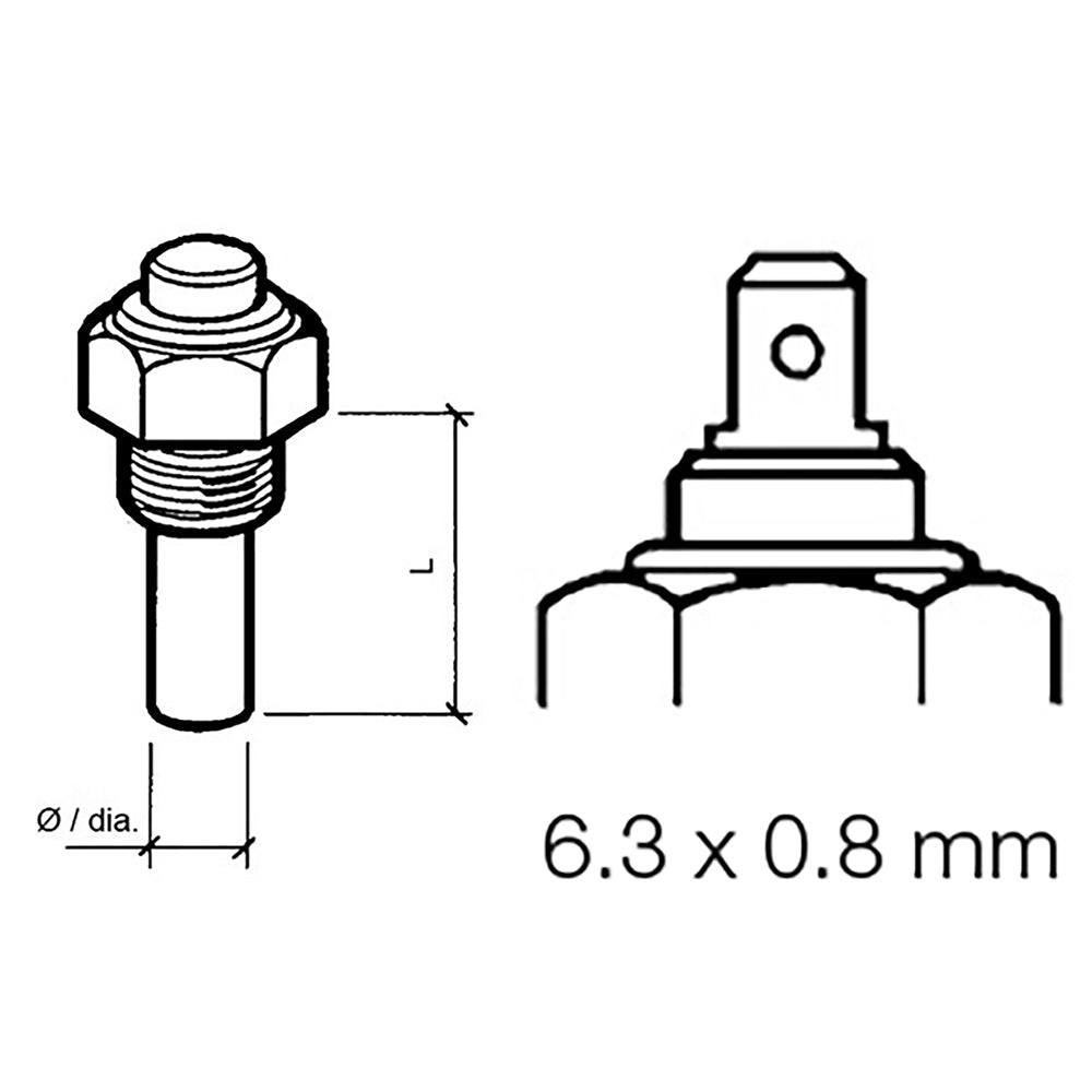 Veratron Engine Oil Temperature Sensor - Single Pole, Common Ground - 50-150C/120-300F - 6/24V - M14 x 1.5 Thread - Deckhand Marine Supply