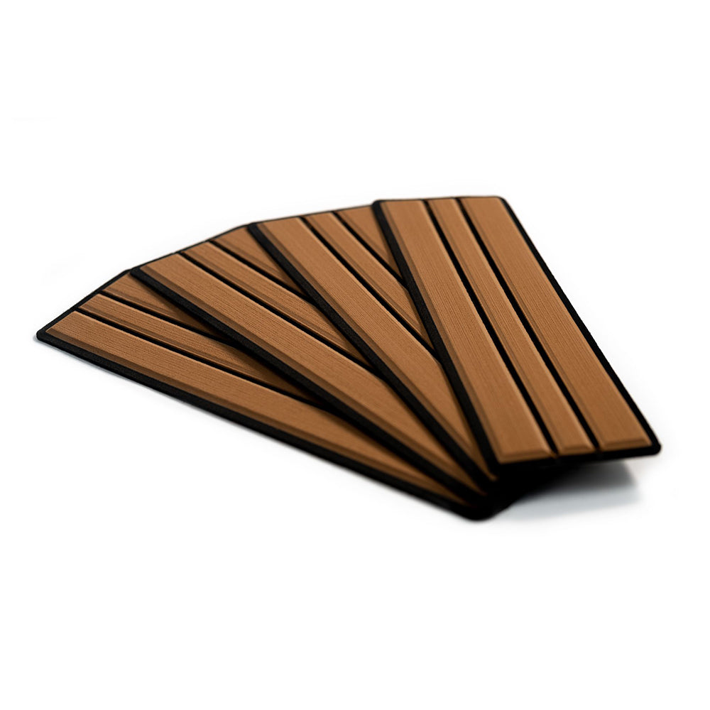 SeaDek Faux Teak 4-Piece Step Kit - Mocha/Black - Deckhand Marine Supply