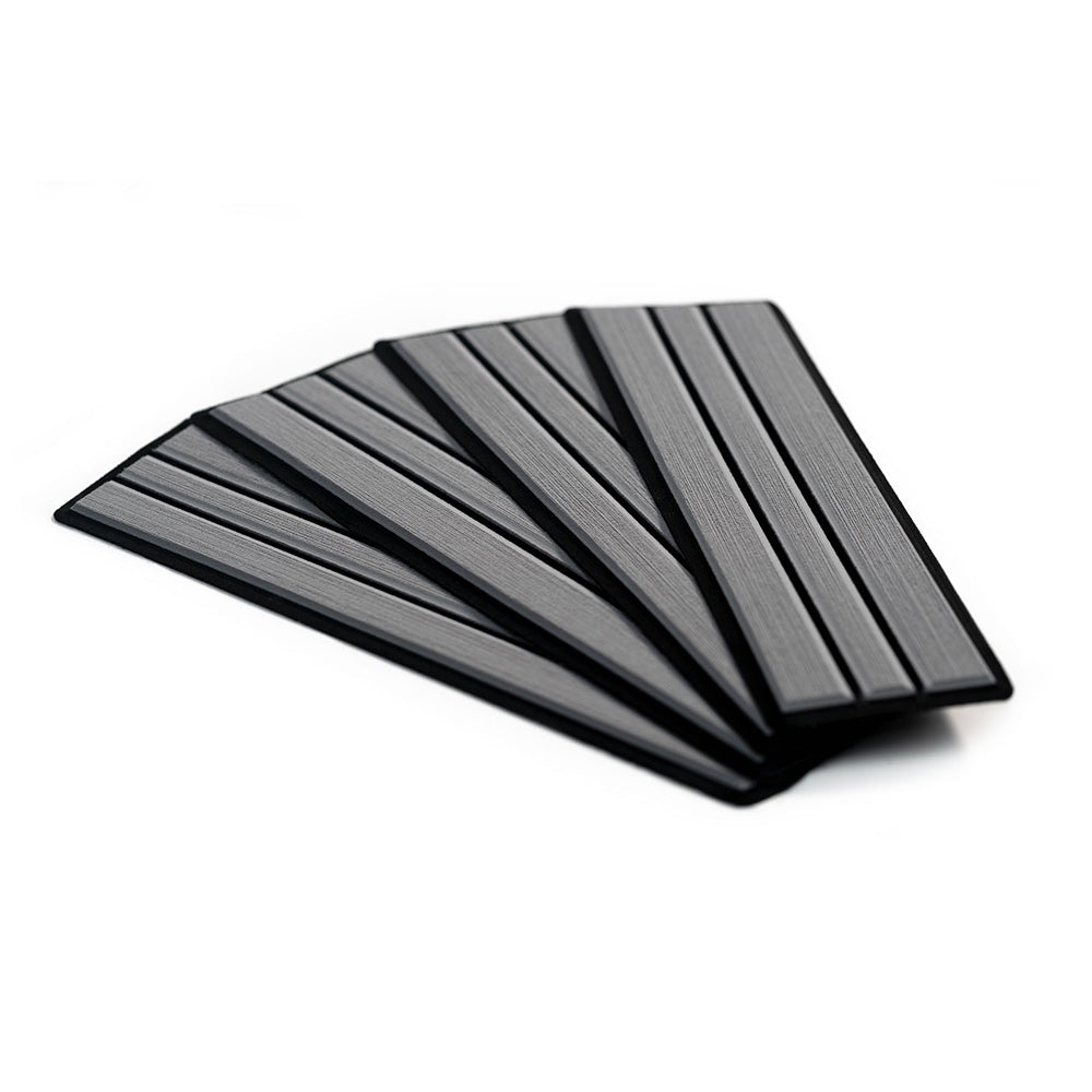 SeaDek Faux Teak 4-Piece Step Kit - Storm Grey/Black - Deckhand Marine Supply