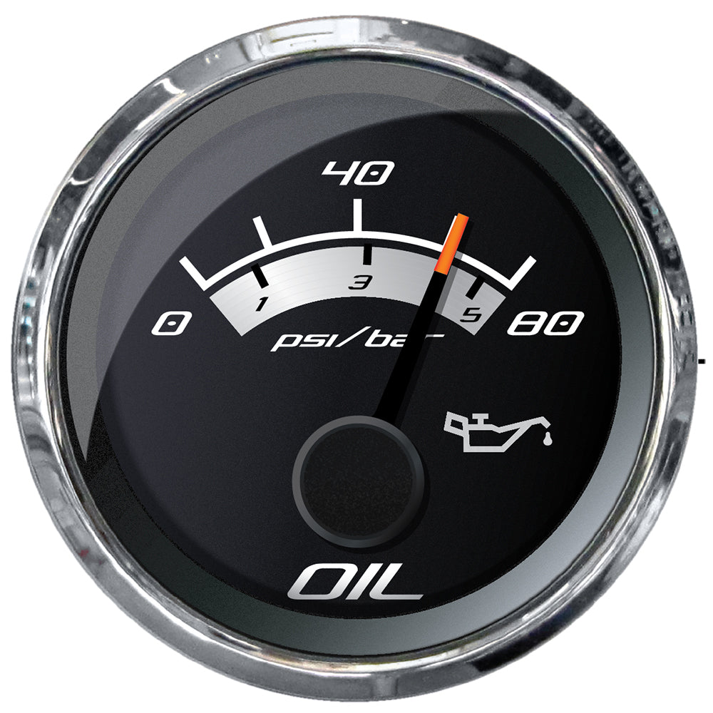 Faria Platinum 2" Oil Pressure Gauge - 80 PSI - Deckhand Marine Supply