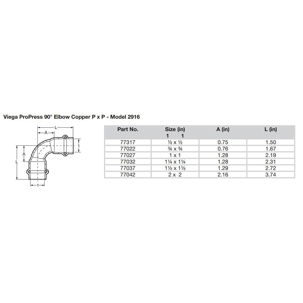 Viego ProPress 3/4" - 90 Copper Elbow - Double Press Connection - Smart Connect Technology - Deckhand Marine Supply