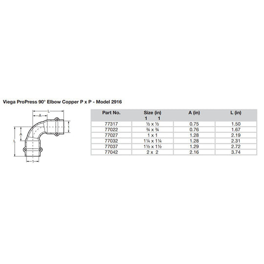 Viego ProPress 3/4" - 90 Copper Elbow - Double Press Connection - Smart Connect Technology - Deckhand Marine Supply
