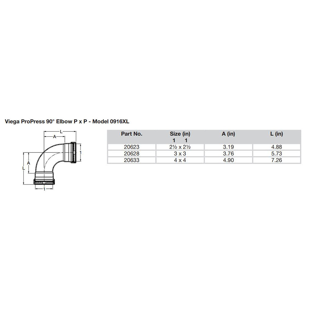Viega ProPress 2-1/2" - 90 Copper Elbow - Double Press Connection - Smart Connect Technology - Deckhand Marine Supply