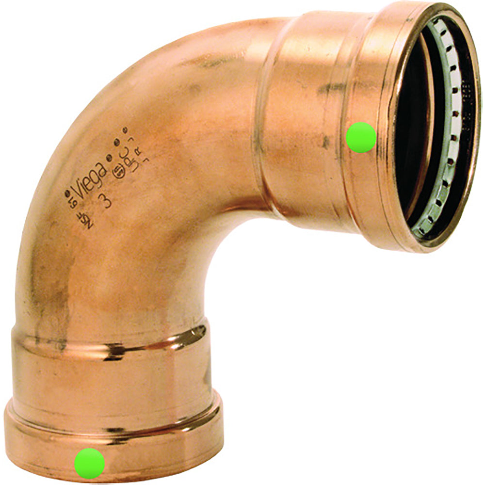 Viega ProPress 2-1/2" - 90 Copper Elbow - Double Press Connection - Smart Connect Technology - Deckhand Marine Supply
