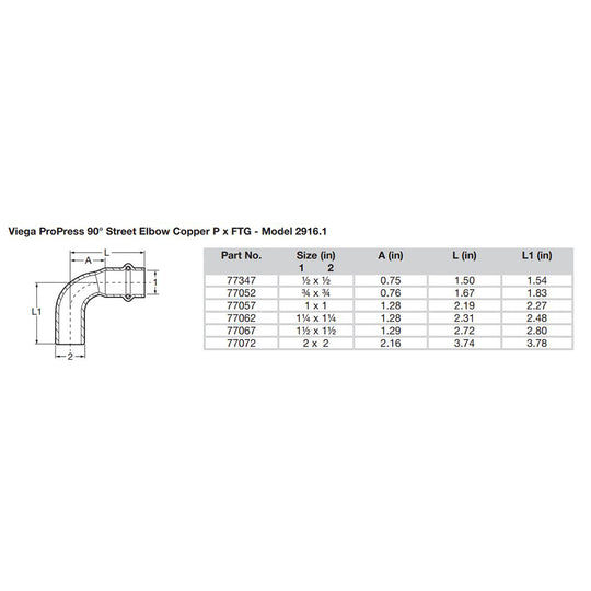 Viega ProPress 2" - 90 Copper Elbow - Street/Press Connection - Smart Connect Technology - Deckhand Marine Supply