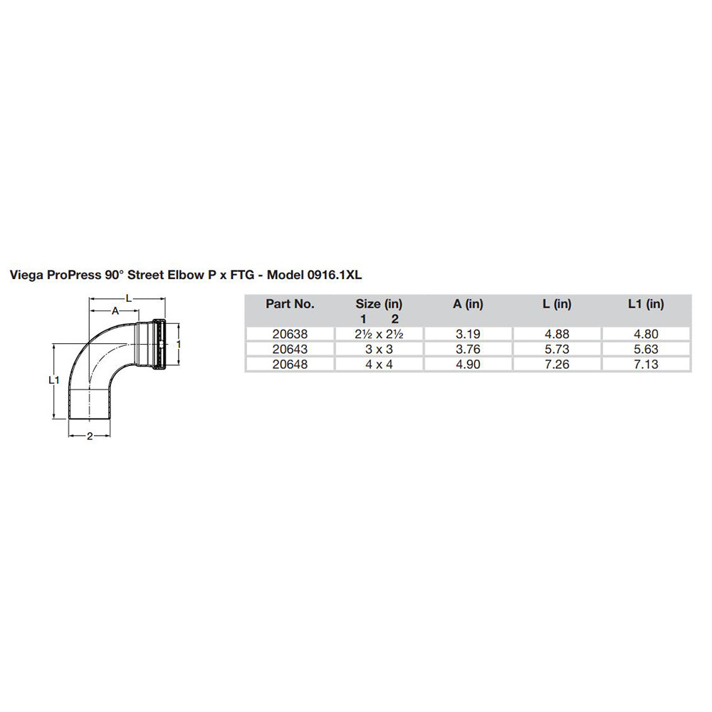 Viega ProPress 2-1/2" - 90 Copper Elbow - Street/Press Connection - Smart Connect Technology - Deckhand Marine Supply