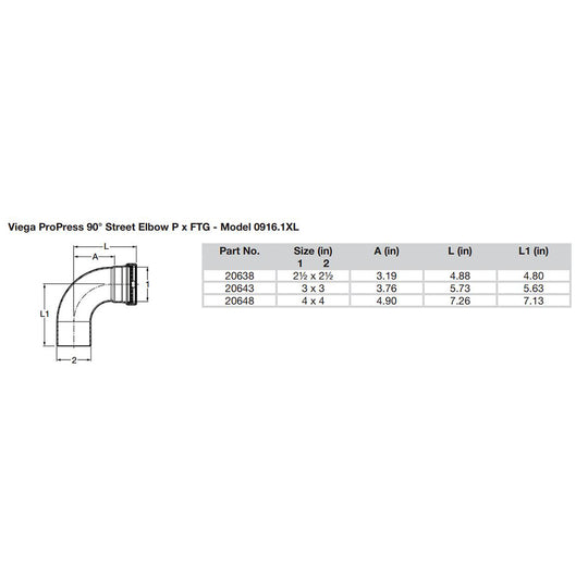 Viega ProPress 2-1/2" - 90 Copper Elbow - Street/Press Connection - Smart Connect Technology - Deckhand Marine Supply