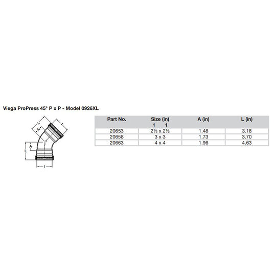 Viega ProPress 2-1/2" - 45 Copper Elbow - Double Press Connection - Smart Connect Technology - Deckhand Marine Supply