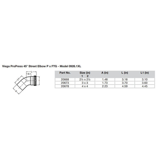 Viega ProPress - 2-1/2" - 45 Copper Elbow - Street/Press Connection - Smart Connect Technology - Deckhand Marine Supply