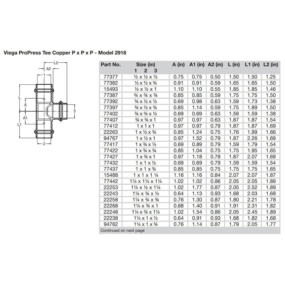 Viega ProPress 3/4" Copper Tee - Triple Press Connection - Smart Connect Technology - Deckhand Marine Supply