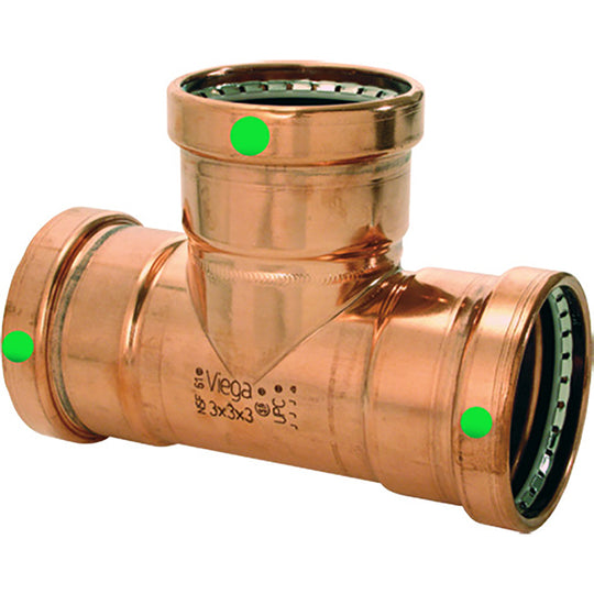 Viega ProPress 2-1/2" Copper Tee - Triple Press Connection - Smart Connect Technology - Deckhand Marine Supply