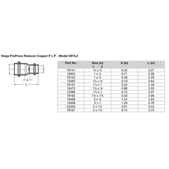 Viega ProPress 3/4" x 1/2" Copper Reducer - Double Press Connection - Smart Connect Technology - Deckhand Marine Supply