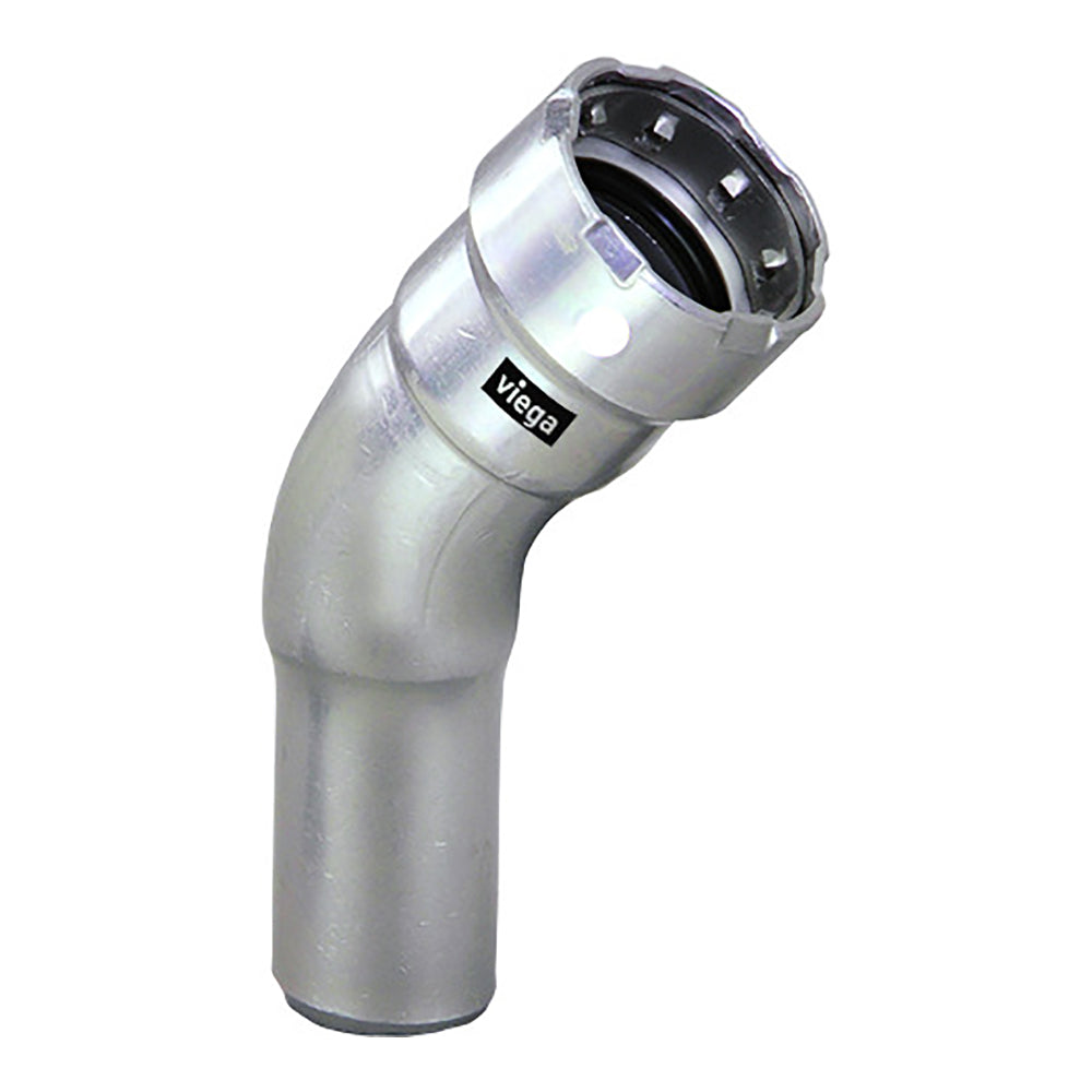 Viega MegaPress 1-1/2" 45 Stainless Steel 304 Elbow Street - Press Connection - Smart Connect Technology - Deckhand Marine Supply