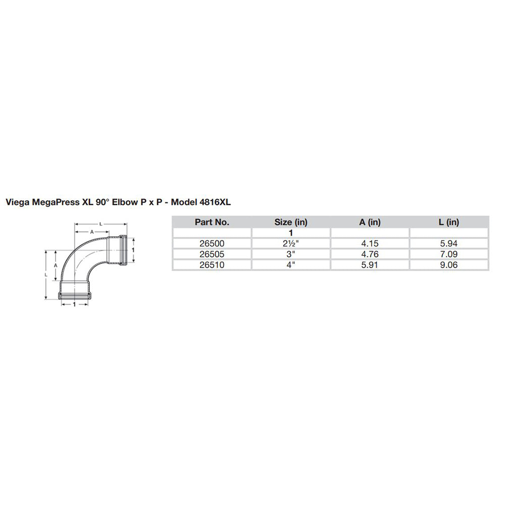 Viega MegaPress 2-1/2" 90 Carbon Steel Elbow w/FKM - Double Press Connection - Smart Connect Technology - Deckhand Marine Supply