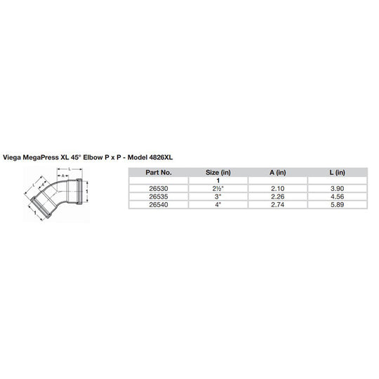 Viega MegaPress 3" 45 Carbon Steel Elbow w/FKM - Double Press Connection - Smart Connect Technology - Deckhand Marine Supply