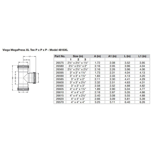 Viega MegaPress 3" Carbon Steel Tee w/FKM - Triple Press Connection - Smart Connect Technology - Deckhand Marine Supply
