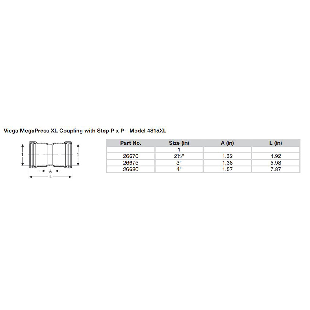 Viega MegaPress 2-1/2" Carbon Steel Coupling w/Stop w/FMK Double Press Connection - Smart Connect Technology - Deckhand Marine Supply
