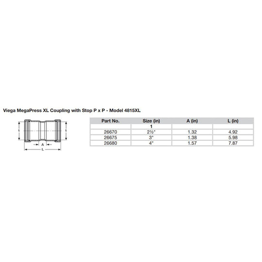 Viega MegaPress 2-1/2" Carbon Steel Coupling w/Stop w/FMK Double Press Connection - Smart Connect Technology - Deckhand Marine Supply