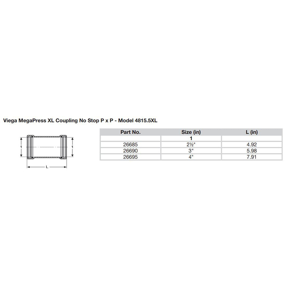 Viega MegaPress 2-1/2" Carbon Steel Coupling w/o Stop w/FMK - Double Press Connection - Smart Connect Technology - Deckhand Marine Supply