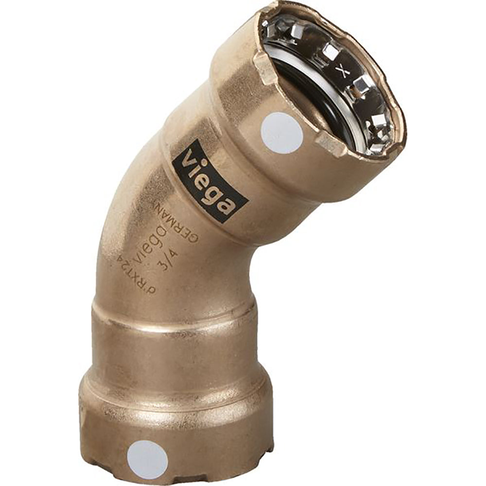 Viega MegaPress 1" 45 Copper Nickel Elbow - Double Press Connection - Smart Connect Technology - Deckhand Marine Supply
