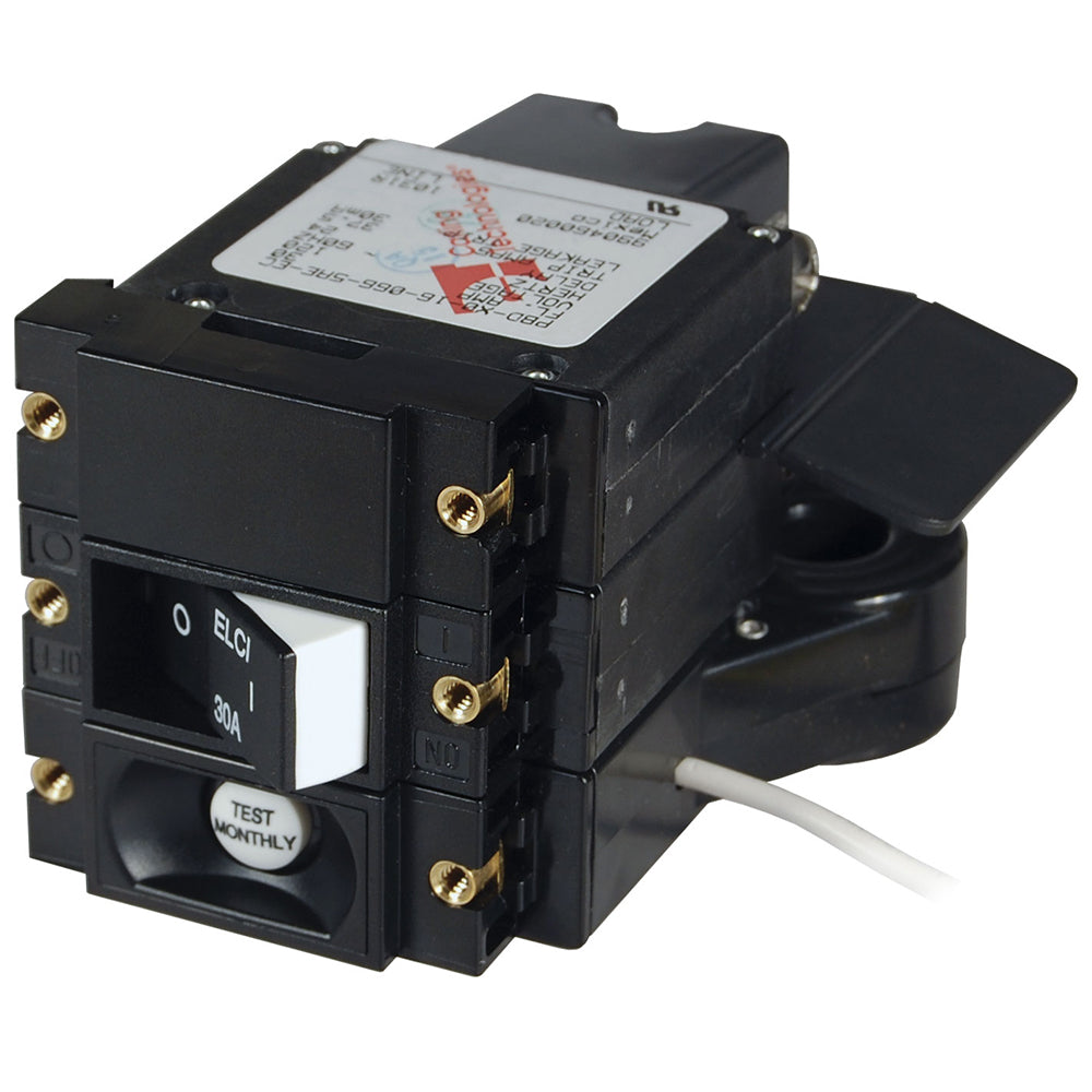 Blue Sea A-Series ELCI Main Circuit Breaker - Double Pole 120V AC 30A - Flat Rocker - Deckhand Marine Supply