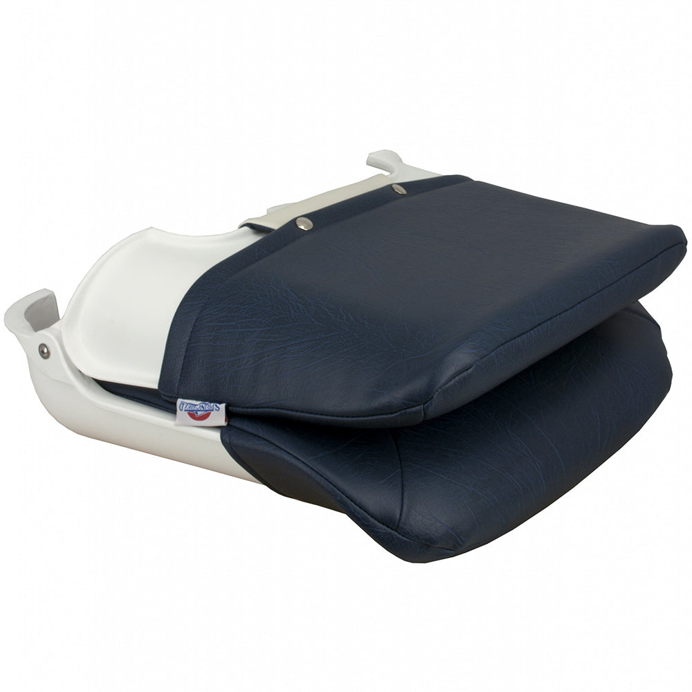 Springfield Skipper Standard Seat Fold Down - White/Blue - Deckhand Marine Supply