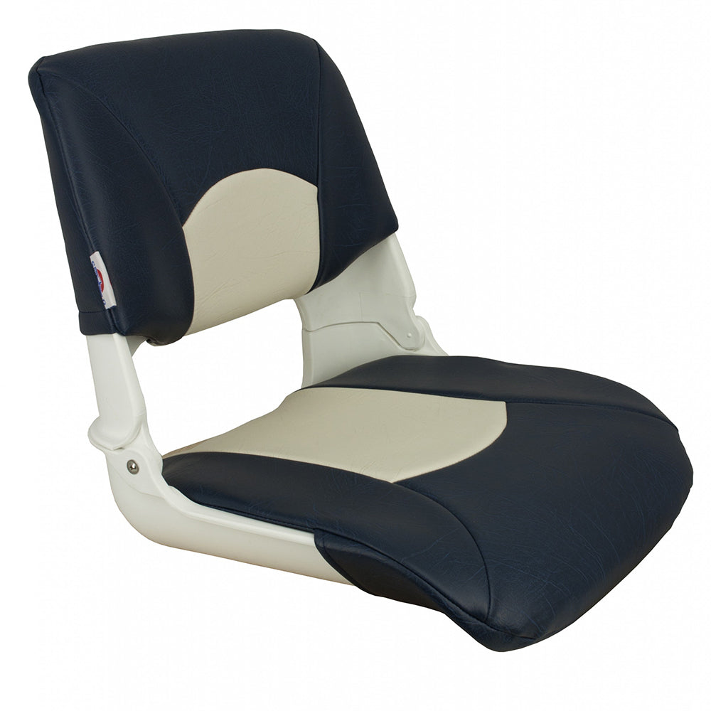 Springfield Skipper Standard Seat Fold Down - White/Blue - Deckhand Marine Supply