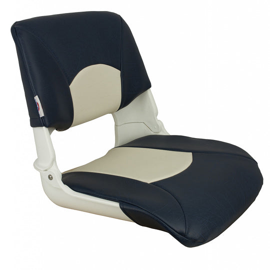 Springfield Skipper Standard Seat Fold Down - White/Blue - Deckhand Marine Supply