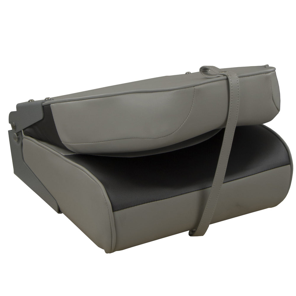 Springfield Premium Wave Folding Seat - Grey w/Meteor Stripe - Deckhand Marine Supply
